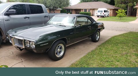 My dad got a new old car, a 1969 Pontiac Firebird