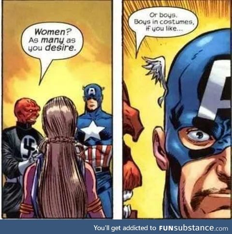 What is Cap's face conveying?