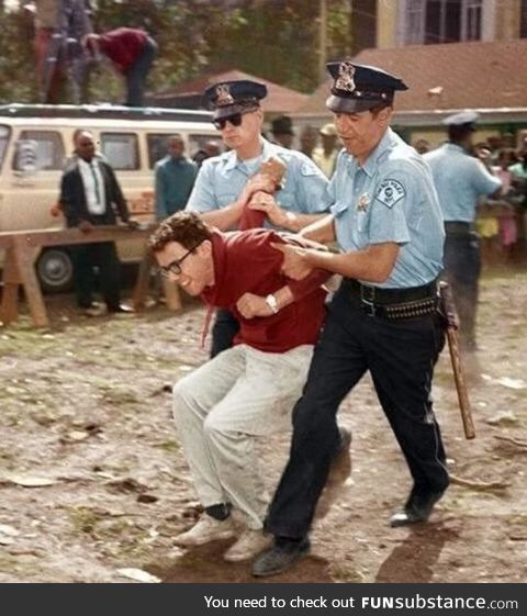 Bernie Sanders getting arrested for protesting against segregation in 1963