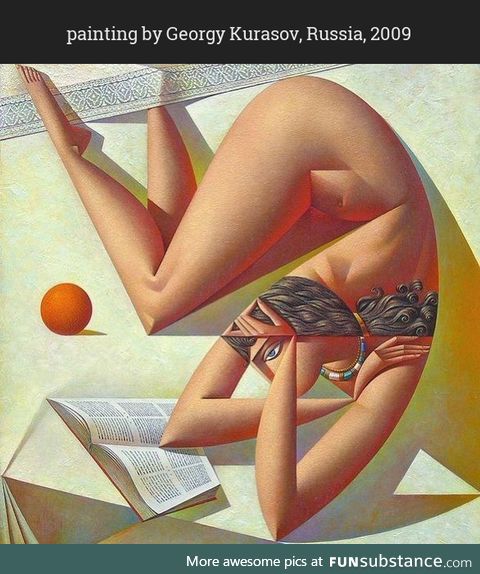 Post-Soviet visual. "Girl with a book and an orange"
