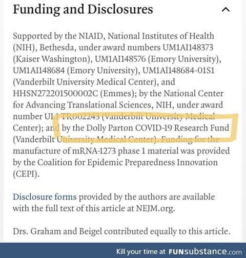 Dolly Parton helped fund the Moderna COVID-19 Vaccine, FYI