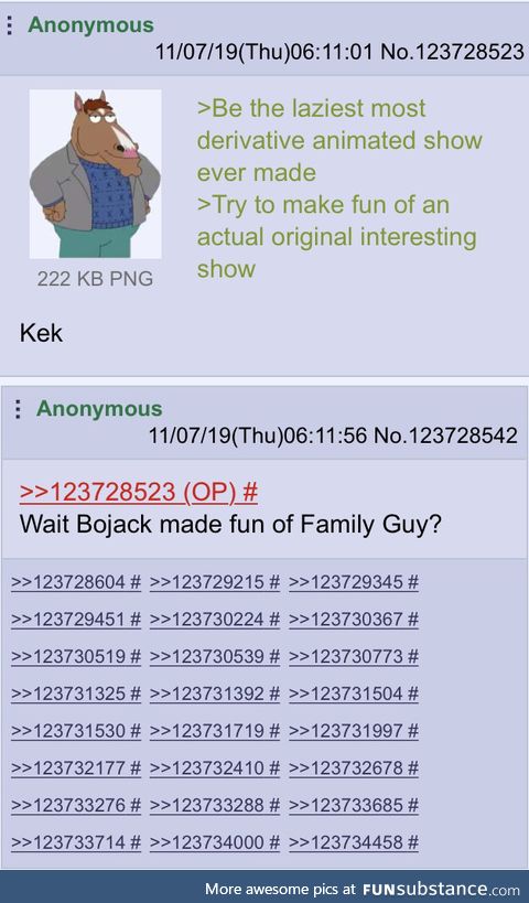Bojack made fun of Family Guy