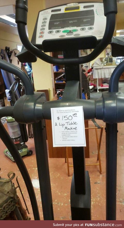 A lip tickle machine would definitely spice up the workout routine