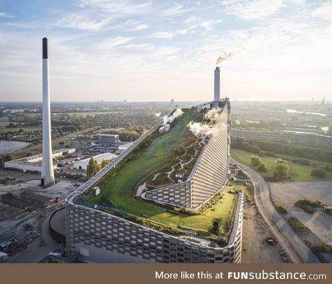 A Ski slope built on top of a power plant in Copenhagen
