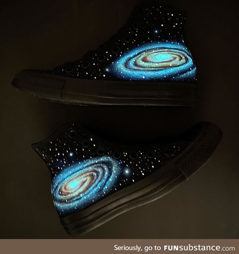 Glow in the dark hand painted galaxy converse, OC