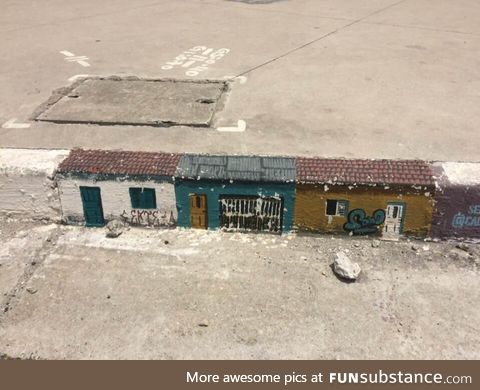 Tiny homes on a public sidewalk
