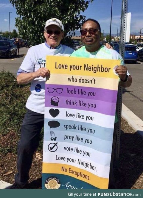 Love your neighbor, a sign from the Arvada United Methodist Church