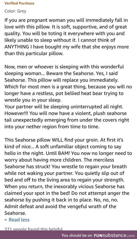 An Amazon review for a pregnancy pillow