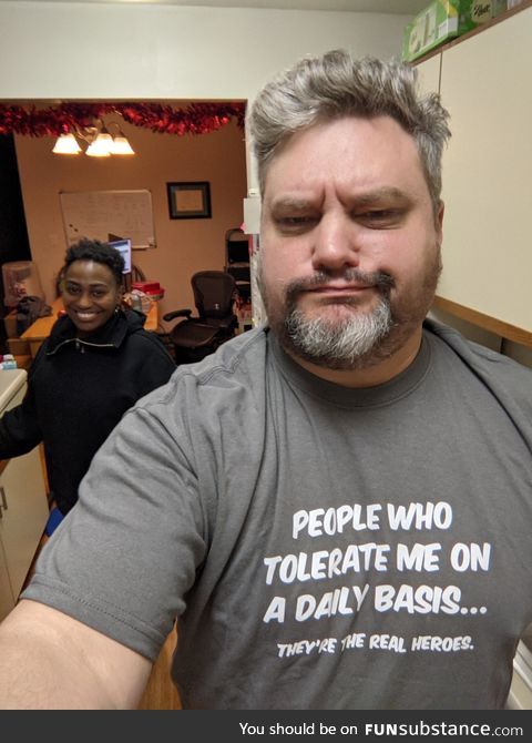 My wife is way too amused at my sister's gift to me
