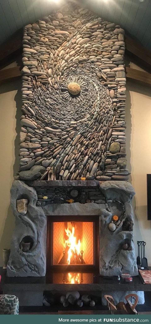 The incredible masonry of this fireplace
