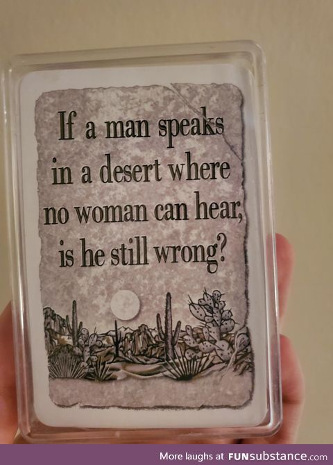 My sister collects playing cards and this is printed on the back of one of her decks