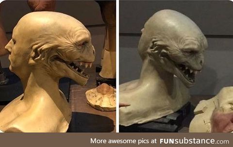 This was the first ever design of Voldemort, which I find far more terrifying