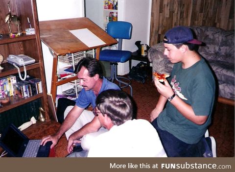 I actually have a photo of the first time I ever saw anybody use the internet. My dad's