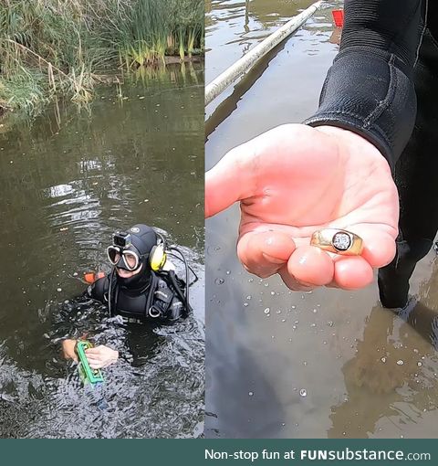 Found & returned a $5000 ring that was lost for almost 5 years while underwater metal