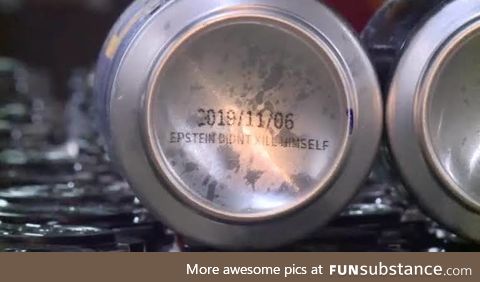 Brewery prints "Epstein didn't kill himself" on the bottom of beer cans