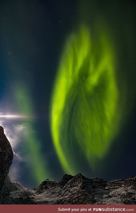 Aurora Borealis over Tromsø, Kingdom of Norway, photographed by Marianne Bergli on 31