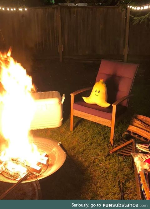 Banana enjoying the fire pit