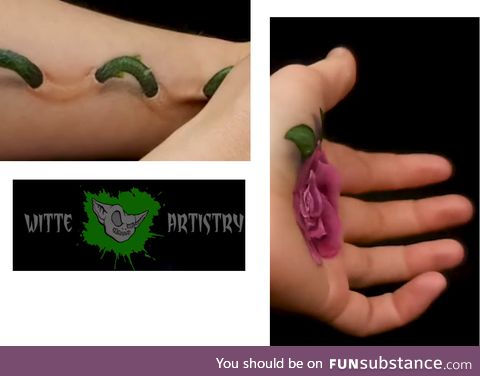 Rose growing inside Arm - Makeup Illusion