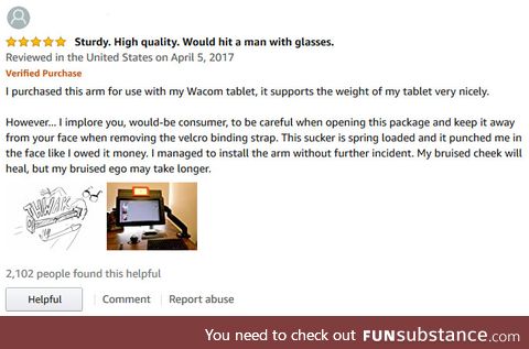Looking for a violent monitor stand? "Would hit a man with glasses"