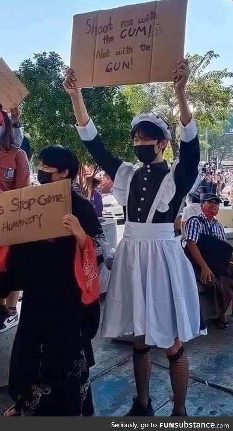 A protestor in Myanmar protesting military coup in the country