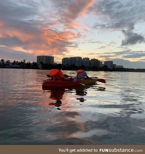 Kayaking in the backwaters in Kochi, Kerala, India