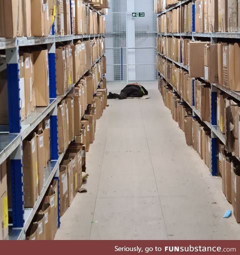 At work looking at funny and came across this guy asleep on floor