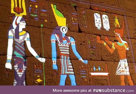 Colours in hieroglyphics before they faded, allegedly