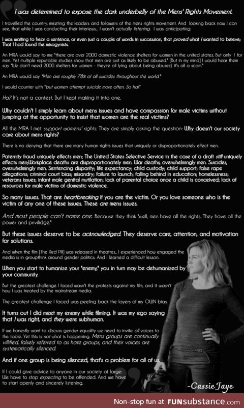 These Issues Deserve to be Acknowledged [Cassie Jaye on the MRA]