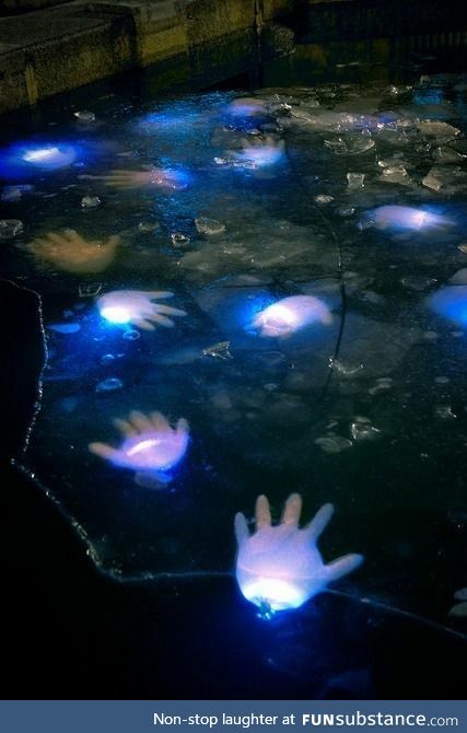 Glowsticks in Latex Gloves in your Pool for Halloween