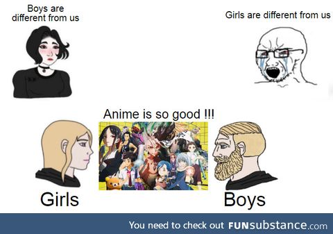 Divided by gender, United by Anime !!!