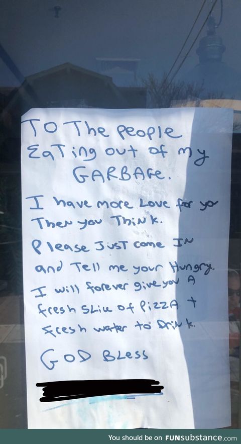 Pizza shop owner is one of the good ones