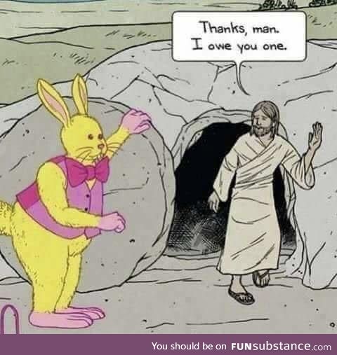 The Easter Bunny helps out Jesus, colorized, ~37 AD