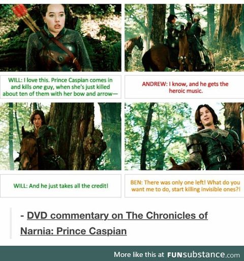 Chronicles of Narnia - even if you kill the invisible guys, That STILL only counts as one