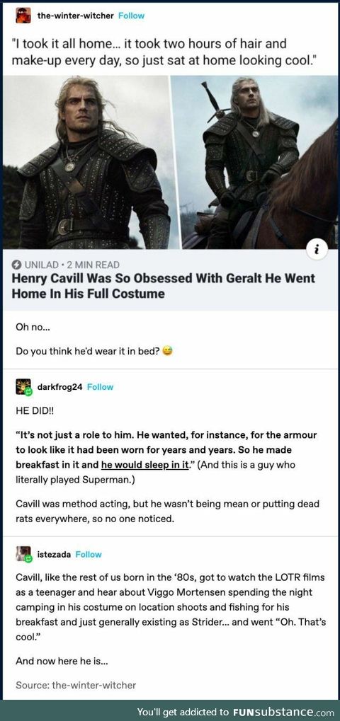 Henry Cavill Viggo Mortensen method acting