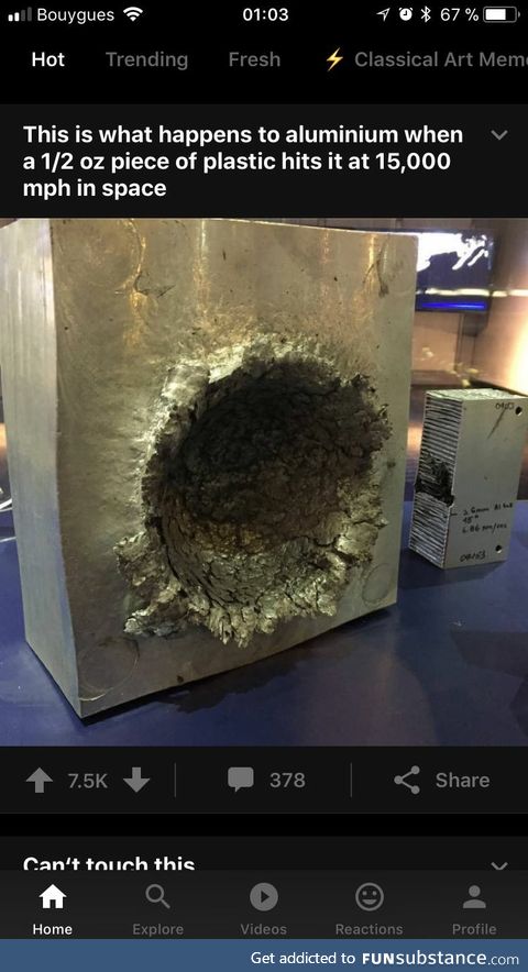 Can't say I've ever wondered what happens to aluminum when a piece of plastic hits it