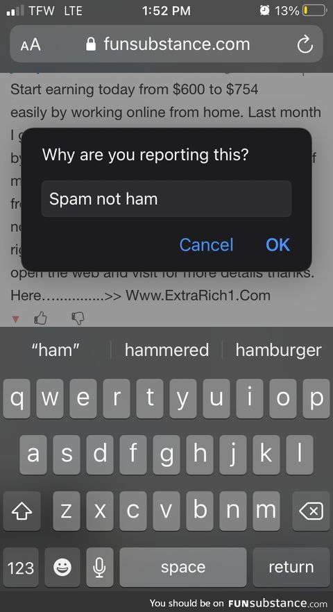 Spam not ham.