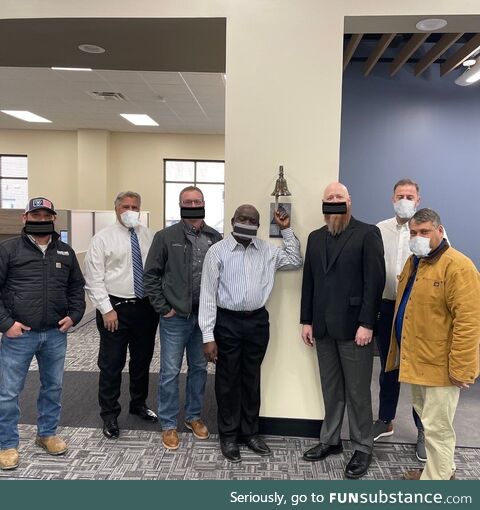 This construction company photoshopped masks on their employees in a photo to celebrate