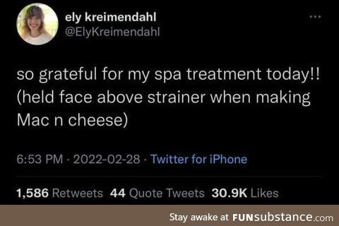 Strained pasta facial