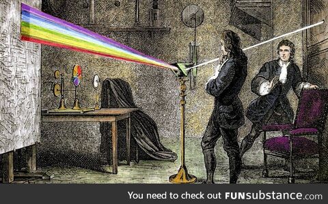 Isaac Newton discovers pink floyd