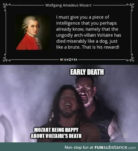 Mozart died at 35; Voltaire was 83