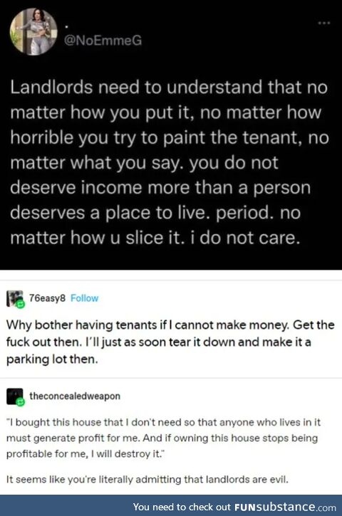 Life hack, buy and destroy housing to force renting.