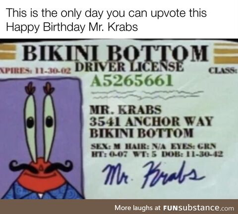 Have a good brithday Krabs