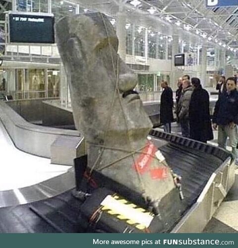 A group of English tourists return from the Easter Island
