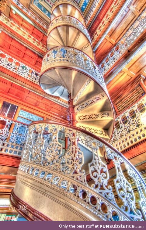 This magnificent spiral staircase in the Iowa State Capitol Law library