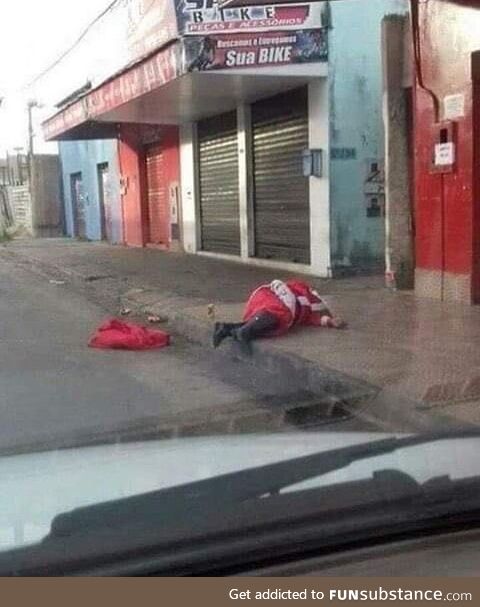 On December 24, 2012, Santa was gunned down in the streets of Brazil by a rival drug