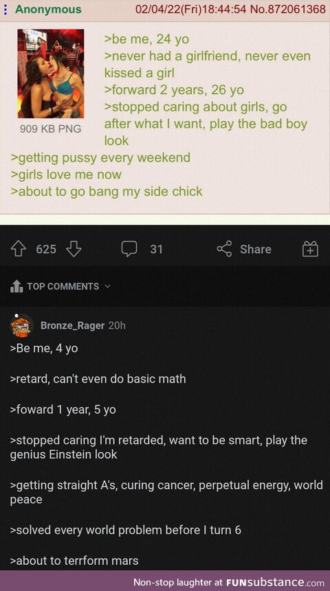 Anon solves life, some robot upgrades his formula