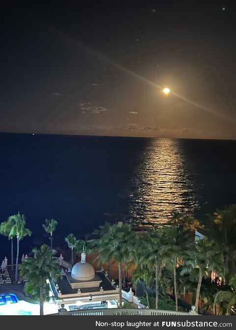 Moonlight from our hotel room in Cancun