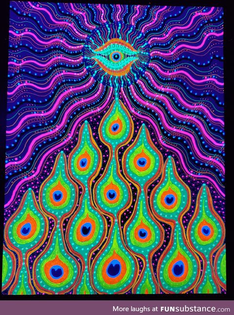 My newest blacklight drawing "Spiritual Sauron"
