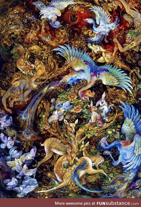 ‘Glory of nature’ painted by Mahmoud Farshchian, master of contemporary Persian