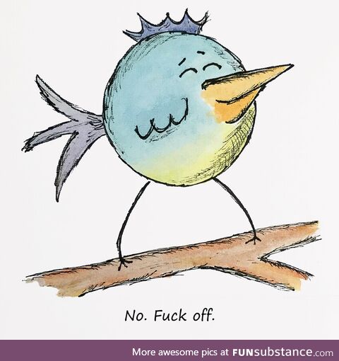 I paint birds being rude. This is my latest. [OC]